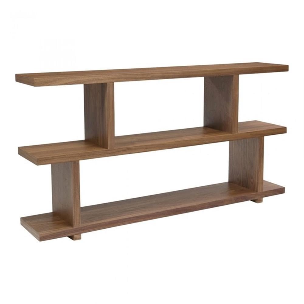 BOWERY HILL 2-Shelf Modern Brown Veneer Wood Bookcase - Stylish Storage for Living Room, Office & Bedroom - Space-Saving Bookshelf for Home Decor
