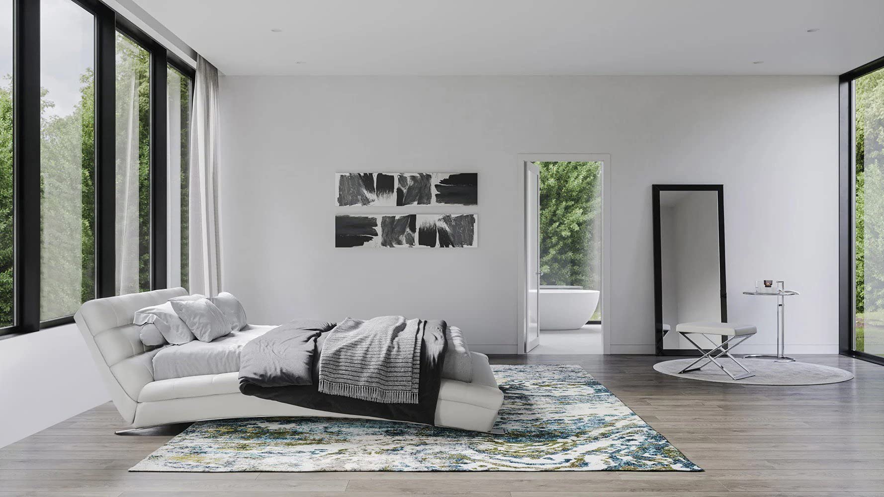 ZURI Adonis White Tufted Leather Platform Bed - Queen Size, Modern Upholstered Bed Frame with Storage, Luxury Bedroom Furniture for Master Bedroom & Guest Room