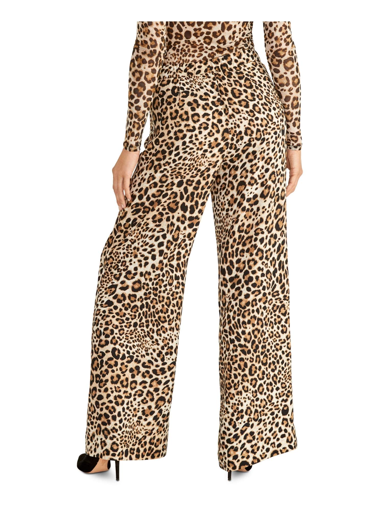 Rachel Roy Women's September Animal Print Wide Leg Palazzo Pants - Tan Size 14 | Boho Chic Casual Outfit for Work, Vacation & Date Night
