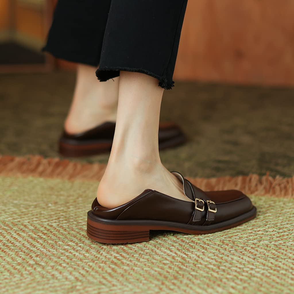 Women's Classic Leather Penny Loafers - Slip On Square Toe Oxford Shoes for Business & Dress | Comfortable Work Flats for Office, Commuting & Professional Occasions
