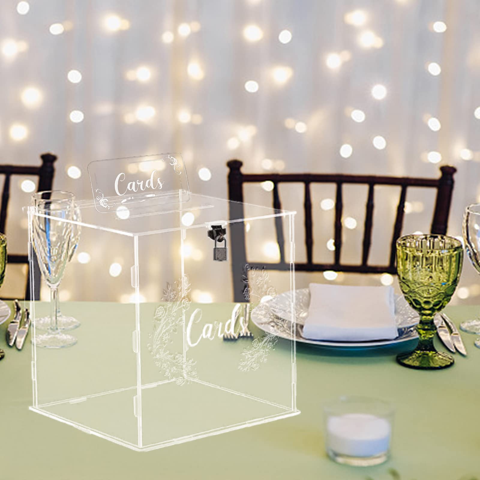 Shalwinn Large Clear Acrylic Wedding Card Box with Lock & Sign - Secure Money Gift Holder for Wedding Reception, Anniversary, Bridal Shower & Birthday Decorations | Perfect for Guest Card Collection at Events