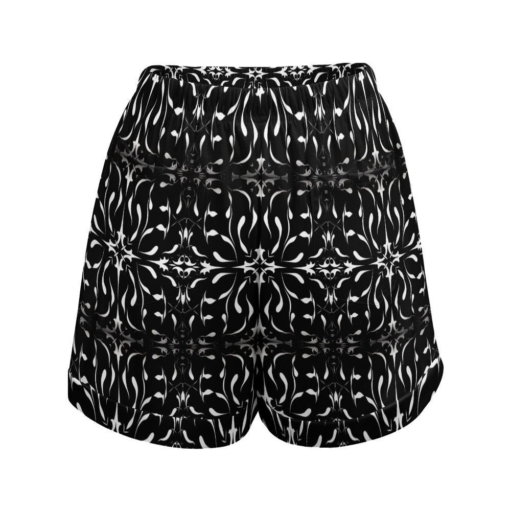 Goth High Waist Loose Elastic Waist Shorts for Women - Punk Rock Aesthetic Stretch Comfortable Casual Shorts - Perfect for Concerts, Raves, and Alternative Fashion Outfits