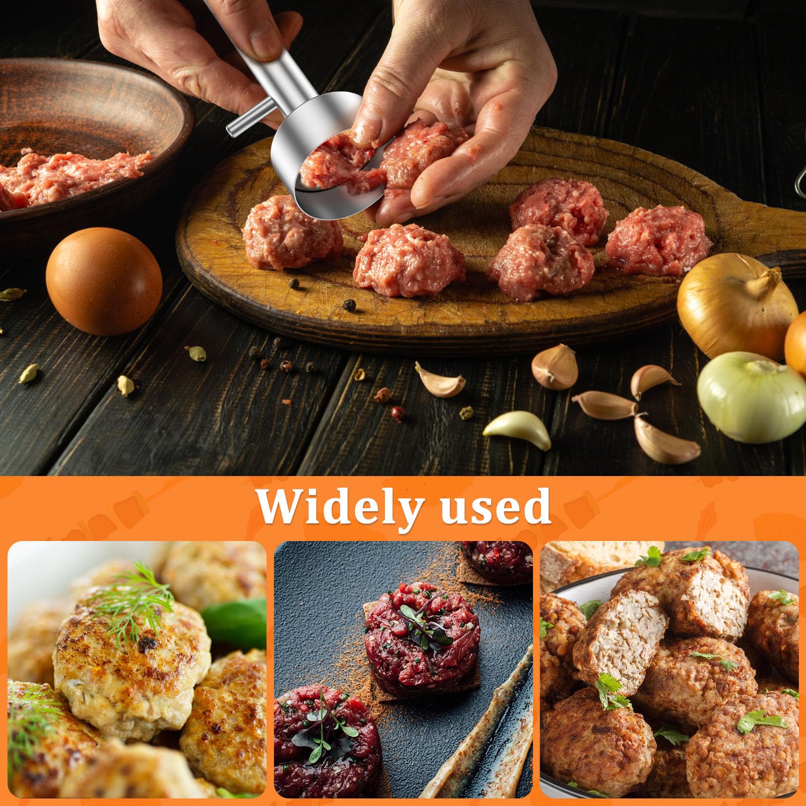 Stainless Steel Falafel Maker - Silver Kitchen Tool for Perfect Homemade Falafel (1 Count) | Ideal for Middle Eastern Cooking, Vegan Meals & Healthy Snacks
