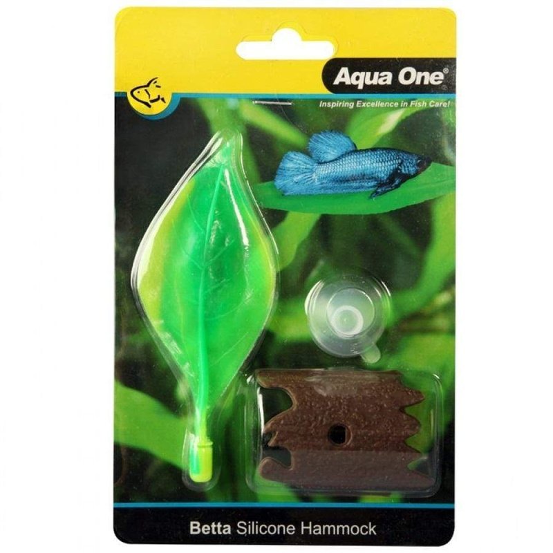 Aqua One Betta Fish Silicone Hammock with Natural Bark - Comfortable Resting Spot for Betta Fish in Aquariums & Fish Tanks