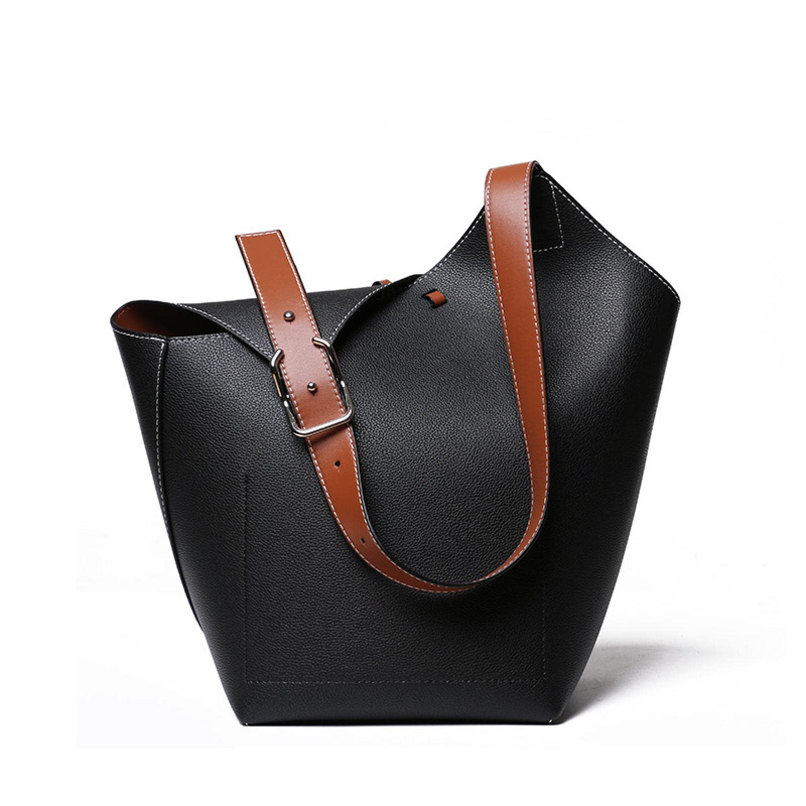 RYLONG Women's Leather Shoulder Bag - Stylish & Versatile Tote for Casual, Work & Travel - Perfect Mother's Day Gift - Black Leather Handbag for Everyday Use, Office & Shopping