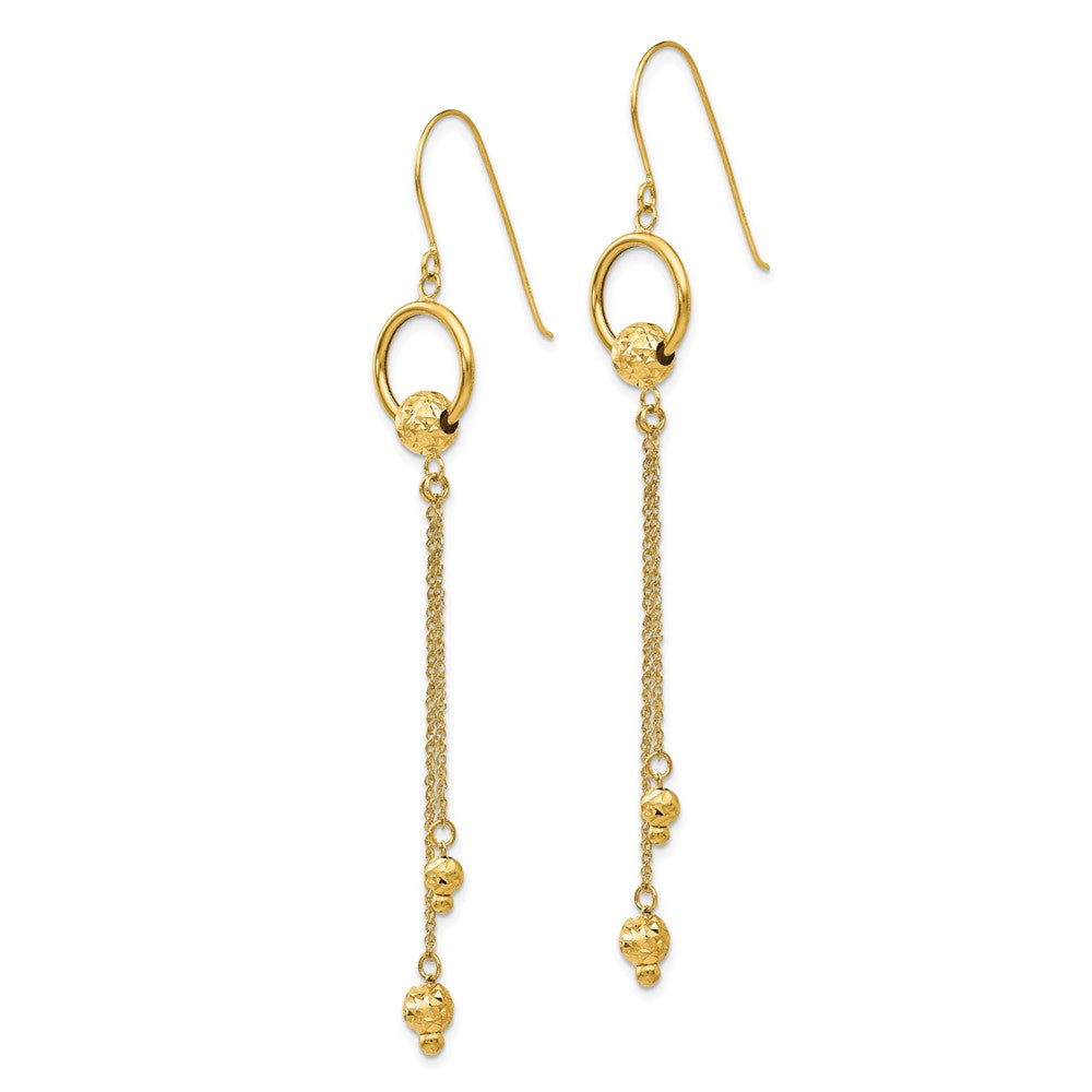 Gold Diamond Cut Dangle Shepherd Hook Earrings TL861 - Elegant Fashion Jewelry for Women, Perfect for Parties, Weddings & Special Occasions