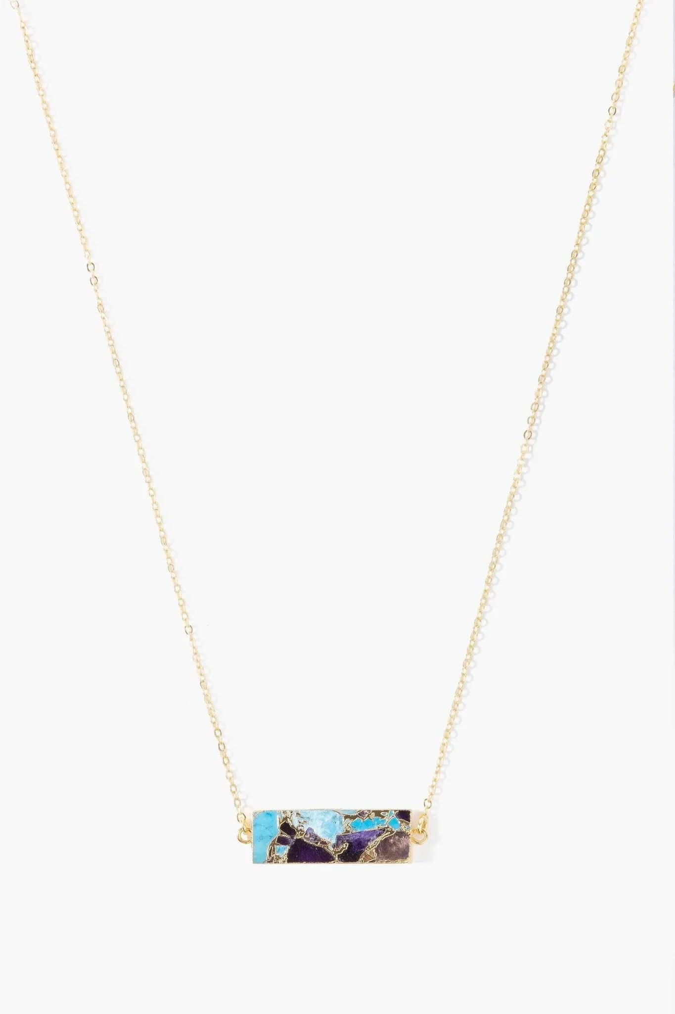 Mojave Rectangle Stone Pendant Necklace for Women - Handmade Boho Jewelry with Natural Gemstone - Perfect for Casual Wear, Layering & Gift Giving