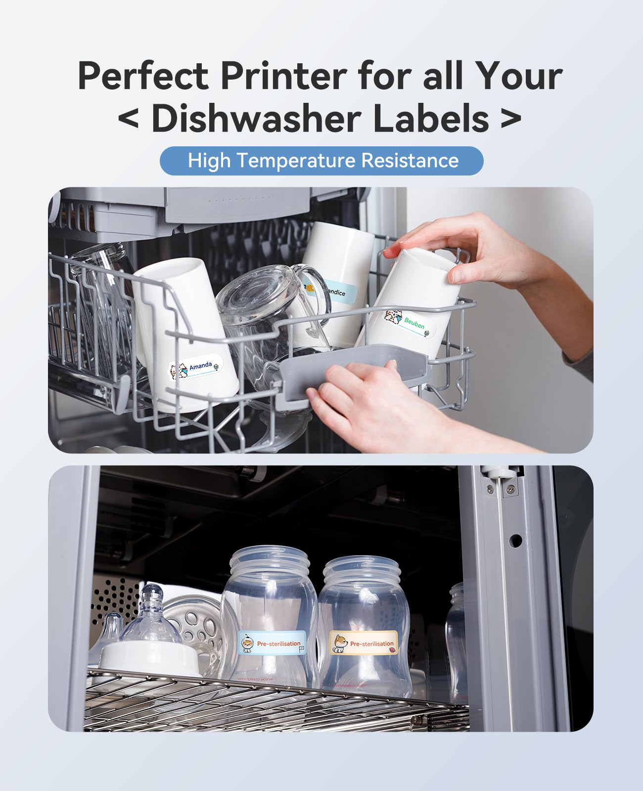 NIIMBOT B18 Label Maker for Freezer & Storage Bins - Thermal Label Printer with Black Ribbon & White Labels, Multi-Color Printing for Home, Office & Organization
