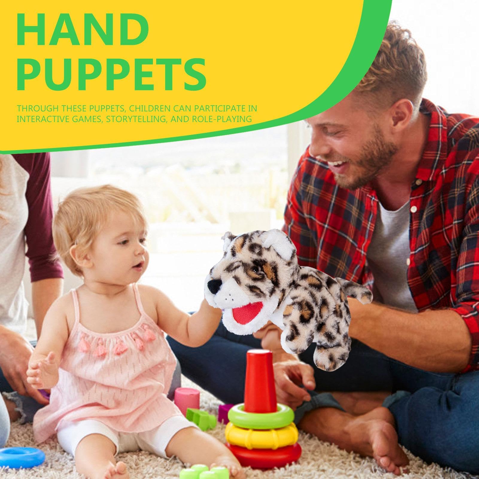 Soft Animal Hand Puppets - Cute Plush Toys with Movable Mouth for Pretend Play, Interactive Puppet Show Gifts for Babies & Kids - Perfect for Storytelling, Role Play & Early Learning Activities