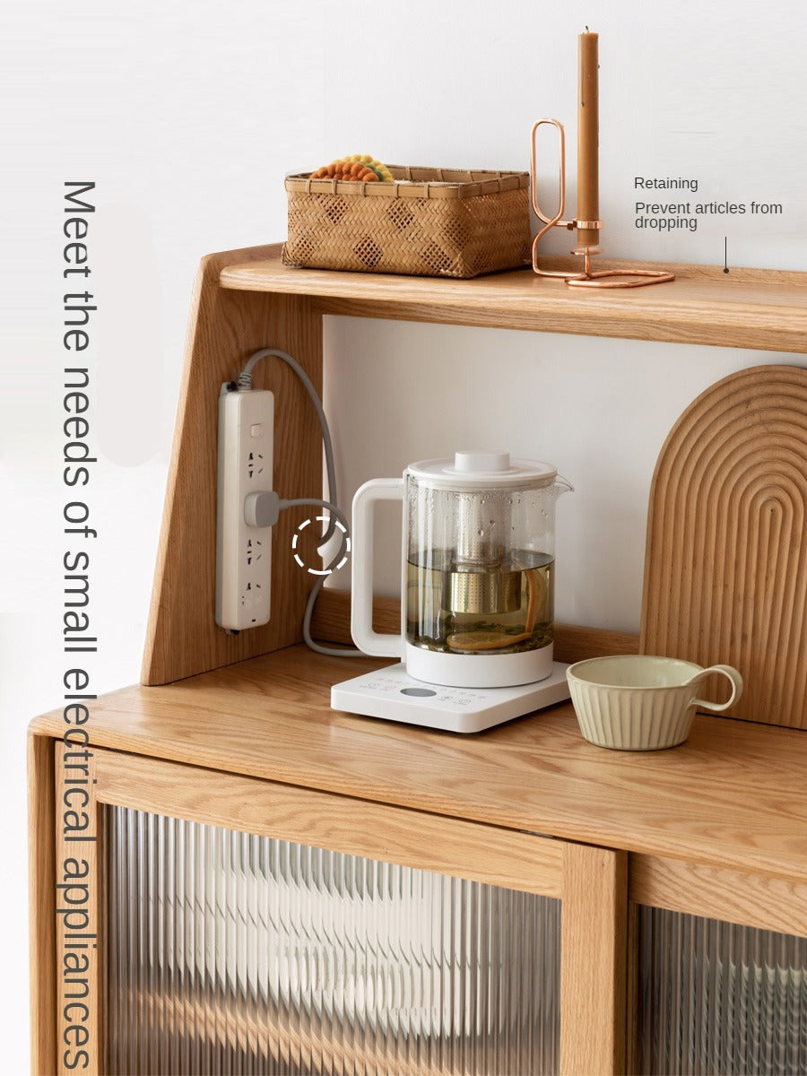 Solid Oak Wood Sideboard Shelf - Rustic Kitchen Storage Shelf for Dining Room, Living Room & Home Decor | Perfect for Organizing Dishes, Cookbooks & Displaying Decor