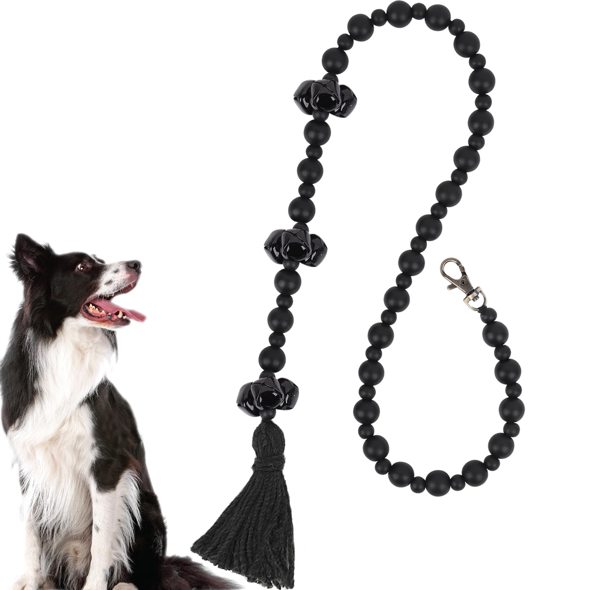 **Meplait Adjustable Dog Doorbell for Potty Training - 9 Bells Hanging Bell for Small, Medium & Large Dogs - Easy to Install, Durable & Pet-Friendly (Black) - Perfect for Indoor/Outdoor Use & Housebreaking Puppies**