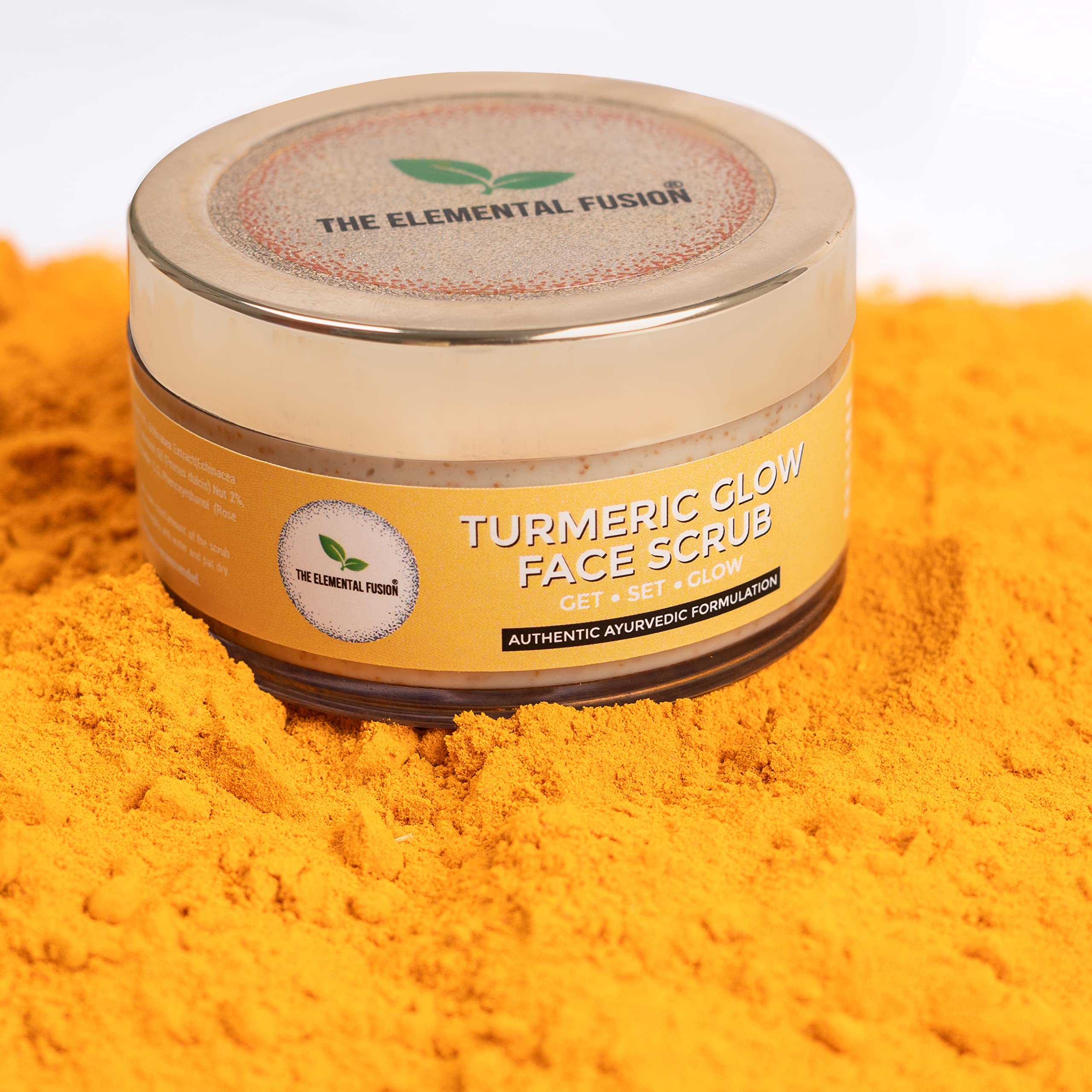 Elemental Fusion Turmeric (Haldi) Glow Gentle Exfoliating Face Scrub - Blackhead & Whitehead Remover, Dead Skin Cleanser for Women & Men - Detan Pack for Radiant Skin (50g) - Perfect for Daily Skincare & Glow Boosting Routine