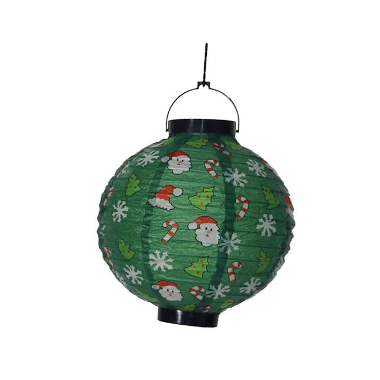 OSALADI 2-Pack Christmas Paper Lanterns with LED Lights - Hanging Ball Ornaments for Holiday Tree Decor, Party & Home Festive Decoration (Red/Green)