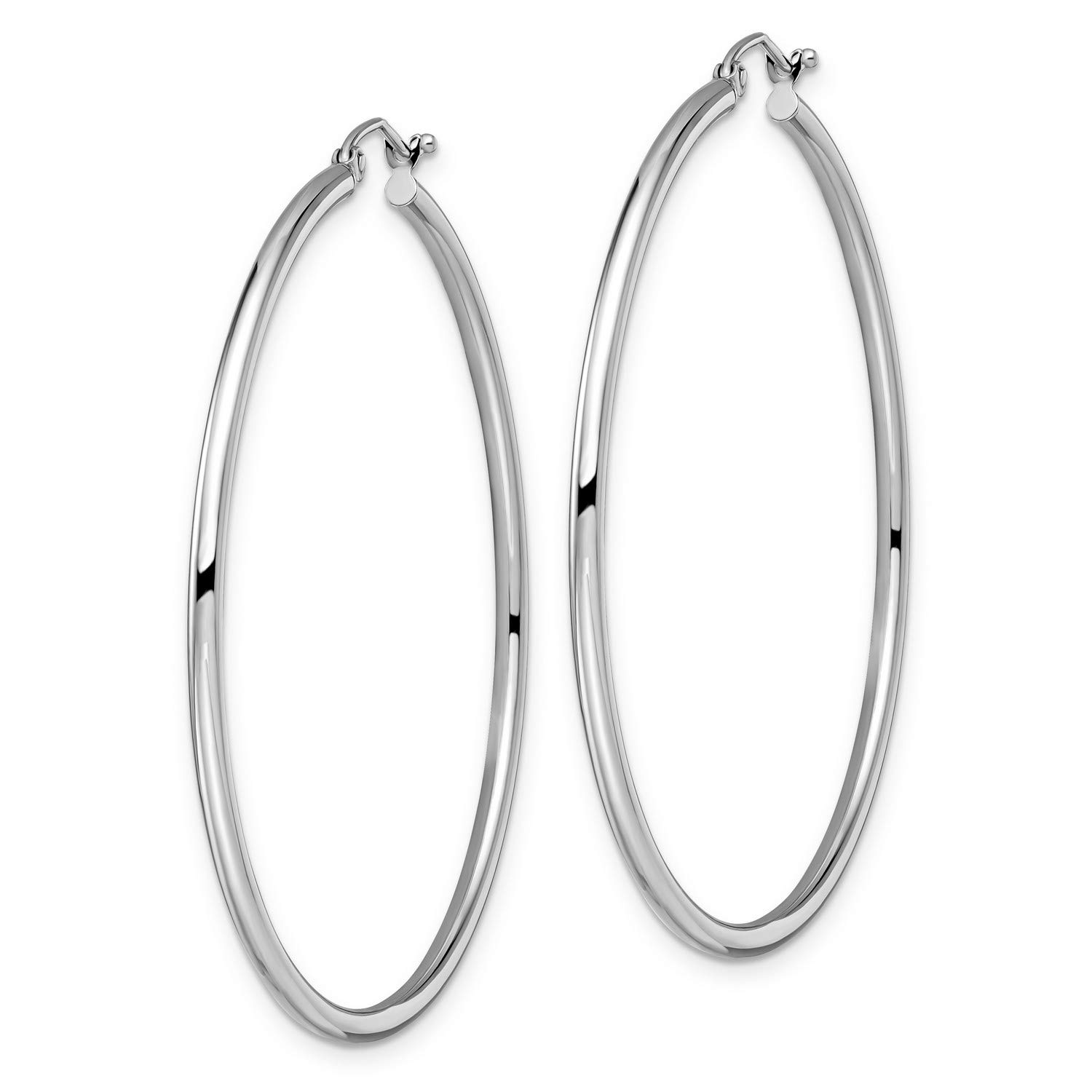 10K White Gold Hinged Hoop Earrings 51x49.6mm - Classic Dangle Earrings for Women, Perfect for Parties, Weddings & Everyday Wear