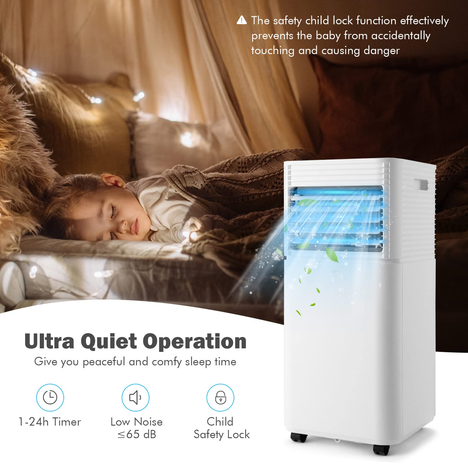PETSITE 10000 BTU Portable Air Conditioner - 3-in-1 Cooling Unit with Fan & Dehumidifier for Rooms Up to 350 sq.ft | Perfect for Bedrooms, Offices & Small Apartments (Black)