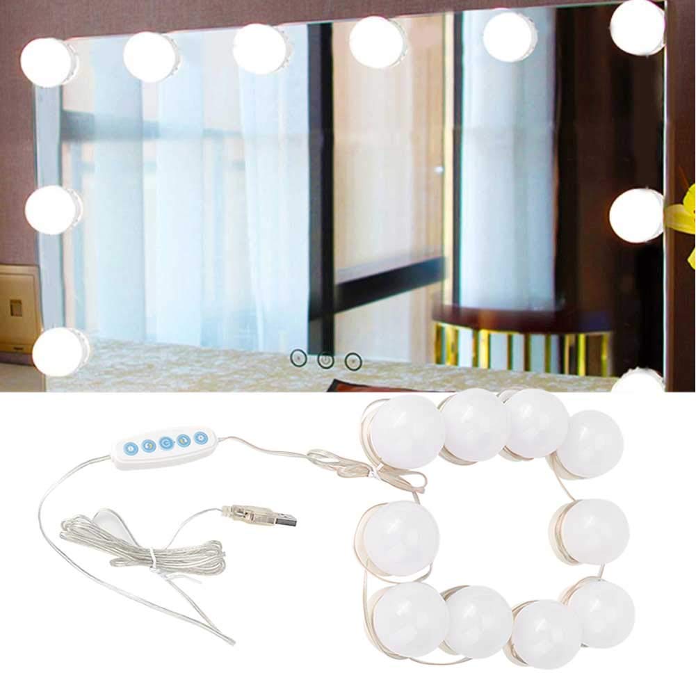 10-Bulb LED Vanity Mirror Lights with USB Charging - Adjustable Makeup Mirror Lighting for Beauty Tabletop - Perfect for Home Makeup Station & Professional Salon Use