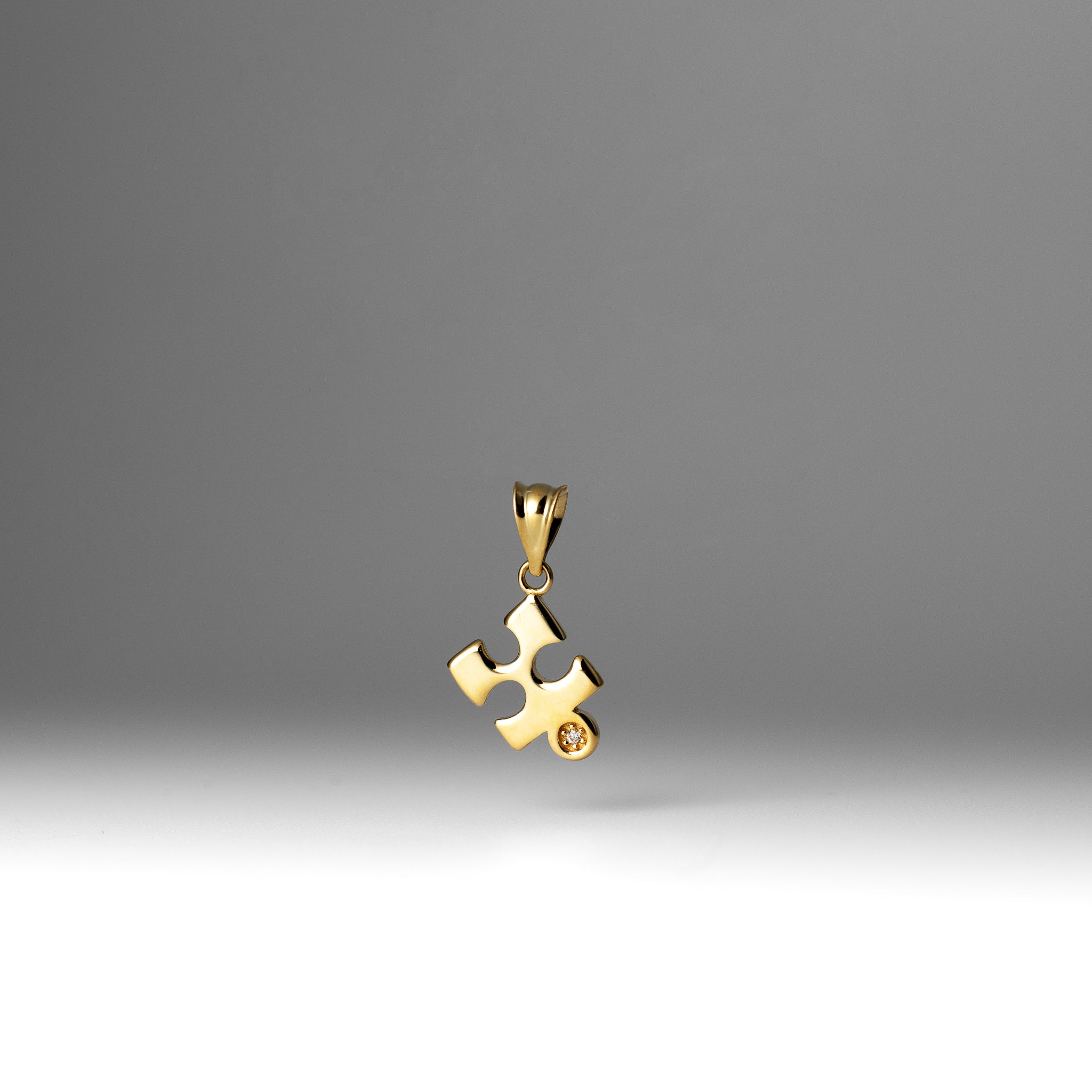 Gold CZ Accented Puzzle Piece Pendant Necklace PT2843 - Elegant Jewelry Gift for Women, Perfect for Anniversaries, Birthdays & Special Occasions