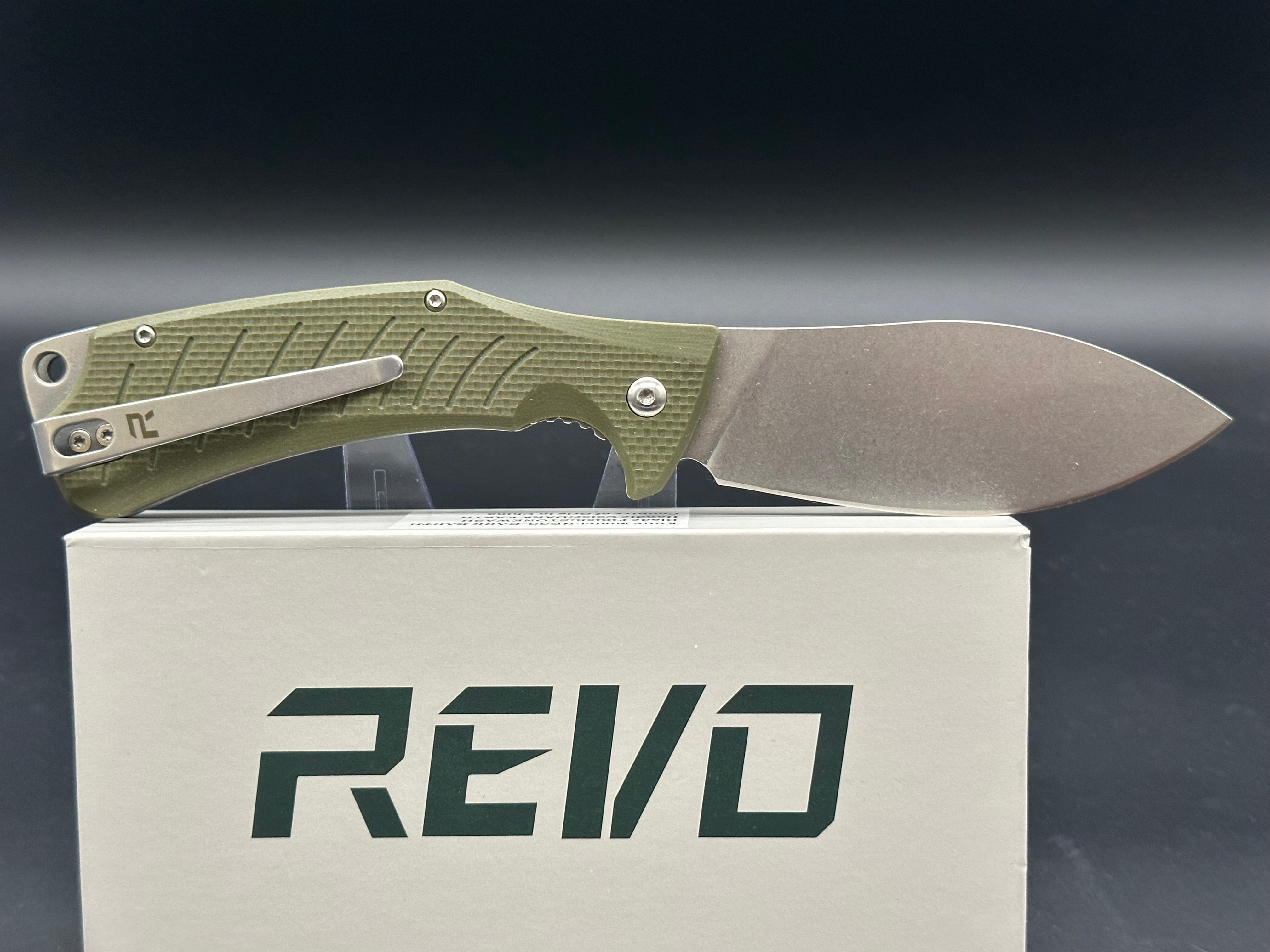 Revo Ness OD Green G10 Handle Folding Knife with D2 Steel Blade - Perfect for Camping, Hiking & Outdoor Survival