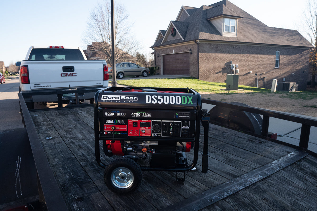 5,000 Watt Dual Fuel Portable Generator with CO Alert - Reliable Backup Power for Camping, Emergencies & Home Use