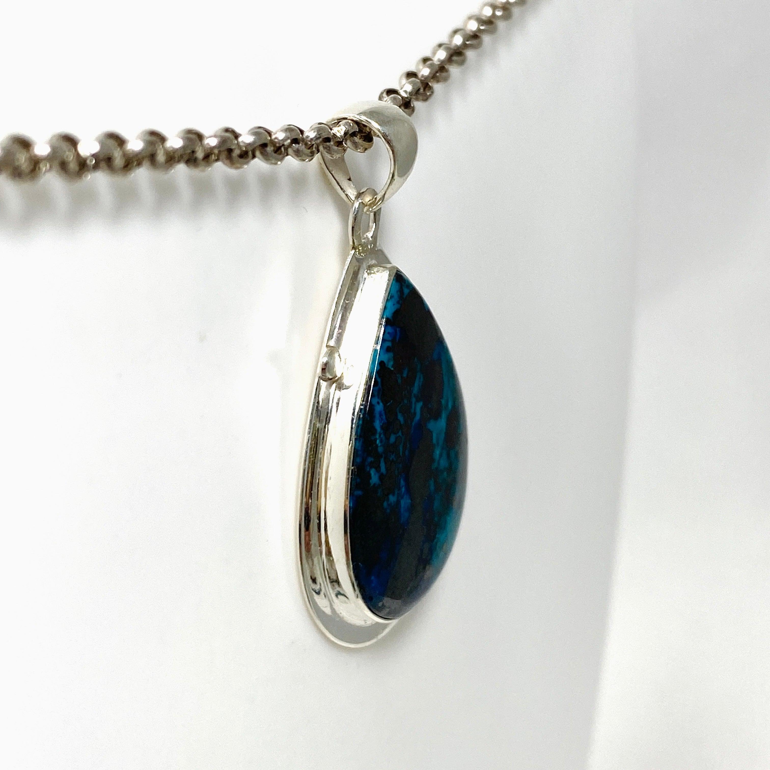 Shattuckite with Cuprite Teardrop Pendant Necklace - Handcrafted Gemstone Jewelry KPGJ4429 | Spiritual Healing, Meditation & Boho Fashion Accessory