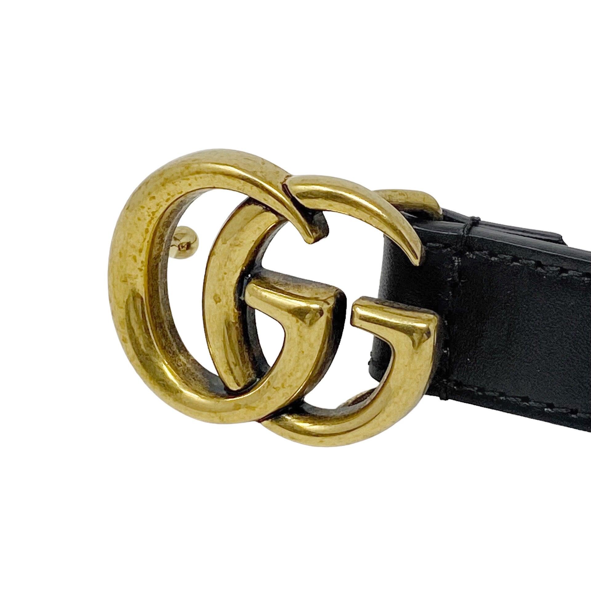 Gucci Black GG Marmont Thin Belt 0.8