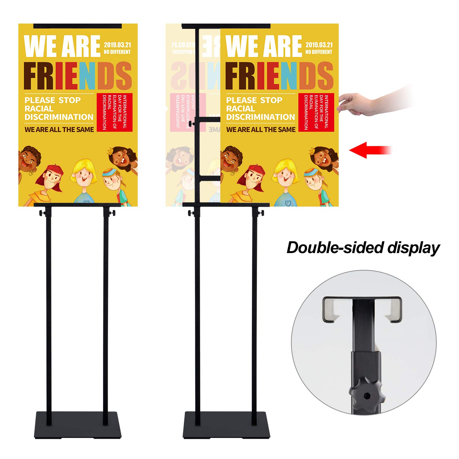 Heavy Duty Adjustable Poster Stand with Non-Slip Base - 78 Inch Double Sided Floor Banner Display Stand for Trade Shows, Retail Stores & Events - Ideal for Foam Boards, Signs & Advertising Displays