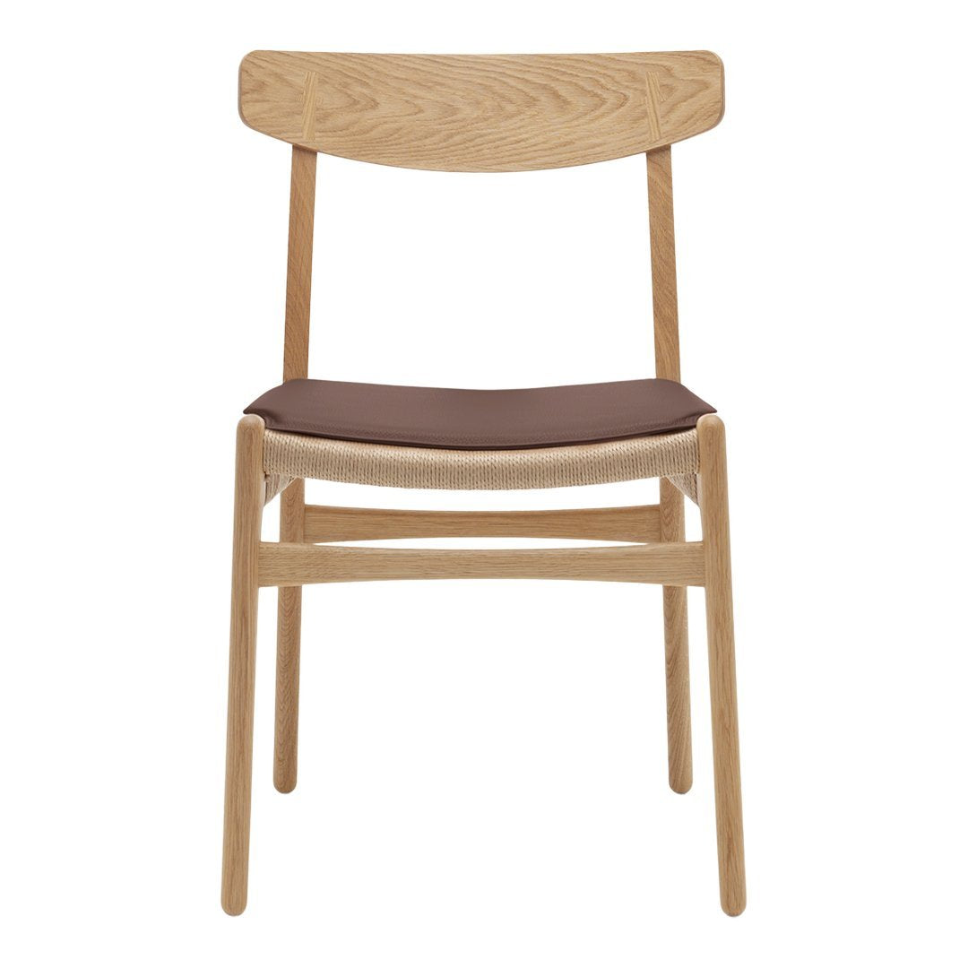 CH23 Chair with Premium Leather Seat Cushion - Ergonomic Design for Home Office, Living Room & Dining Room - Comfortable Modern Furniture for Work & Relaxation