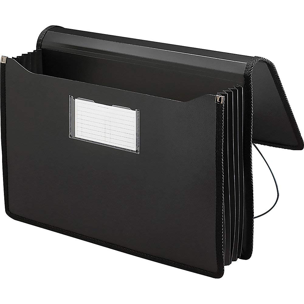 Premium Smead Expanding File Wallet with Elastic Cord - 16.5 x 10.25 Inches, Black (71510) - Perfect for Document Storage, Office Organization & Business Travel