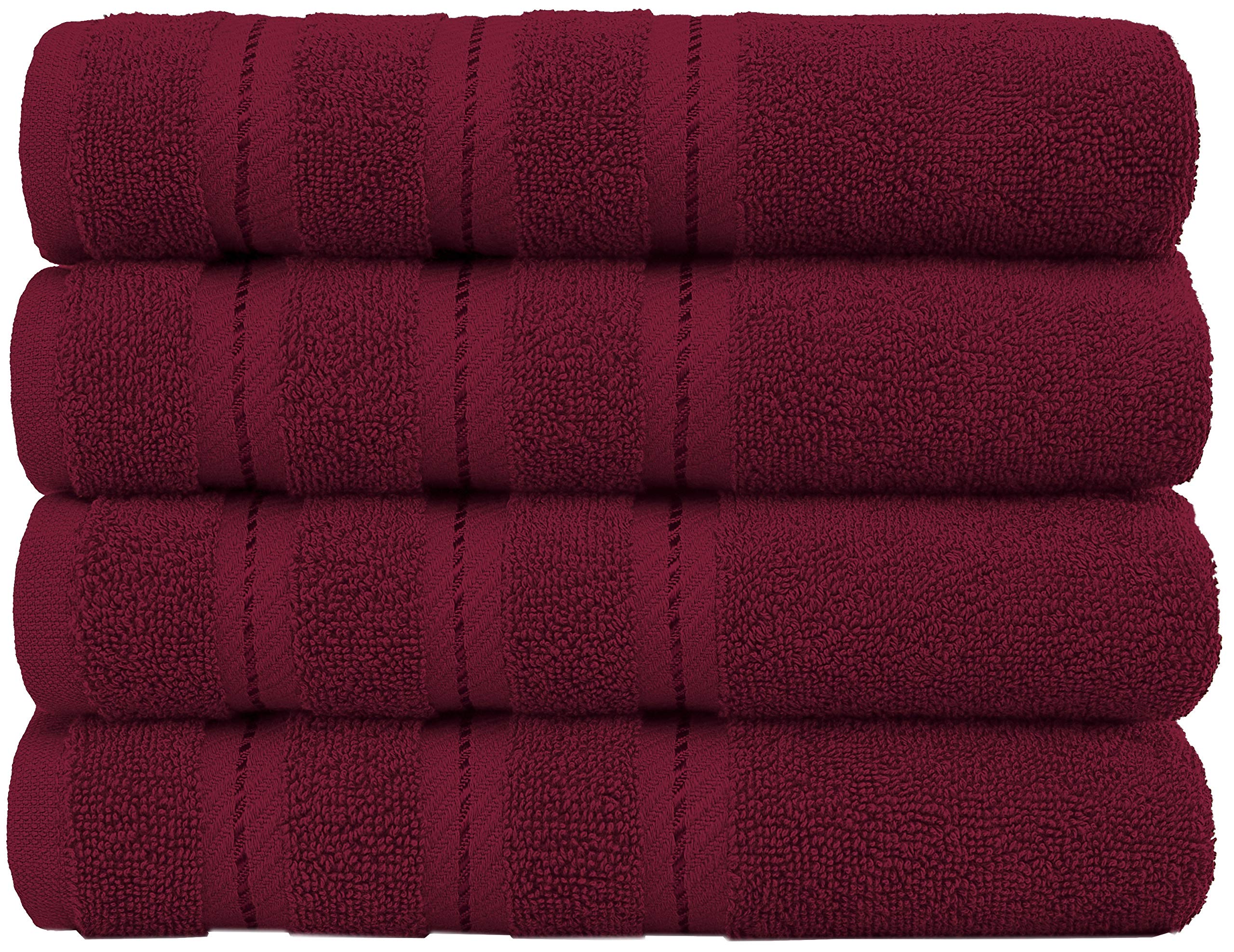 Premium 4-Piece Burgundy Red Hand Towel Set - 100% Turkish Cotton, Ultra Soft & Absorbent for Bathroom, Kitchen & Spa - 16x28 Inches (Face, Hands, Makeup Removal)