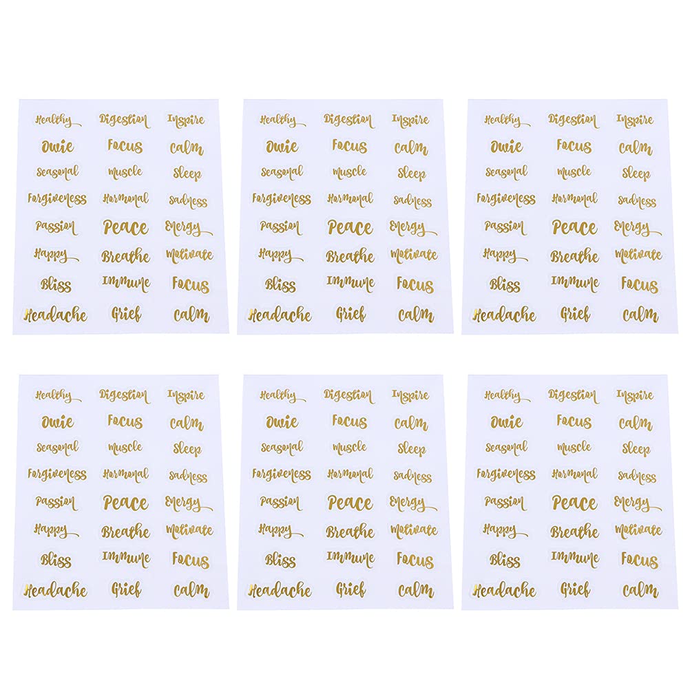 6 Sheets Waterproof Essential Oil Bottle Labels - DIY Letter Stickers for Roller Bottles, Perfumes & Envelopes - Perfect for Aromatherapy, Gift Wrapping & Handmade Crafts