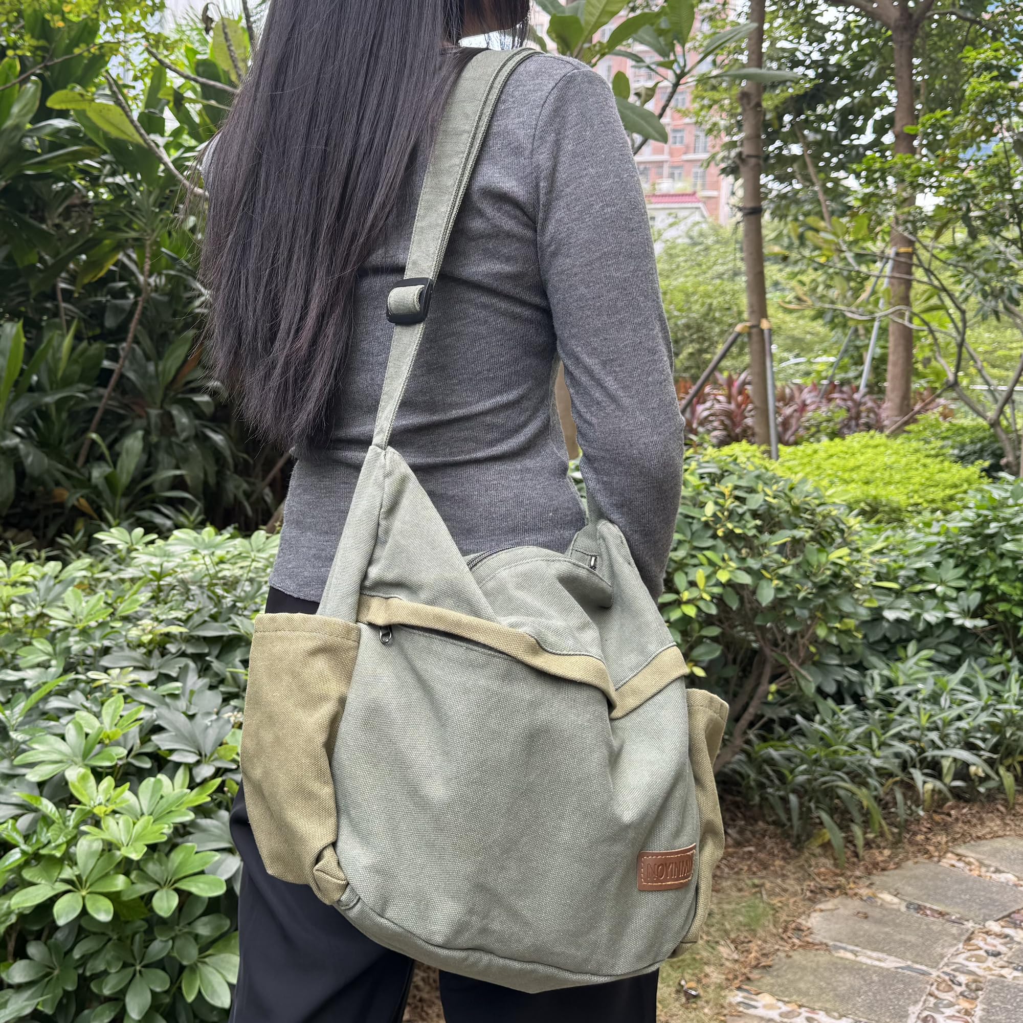 Large Canvas Messenger Bag for Men & Women - Multi-Pocket Crossbody Shoulder Tote Laptop Bag - Perfect for Work, Travel & Daily Commute