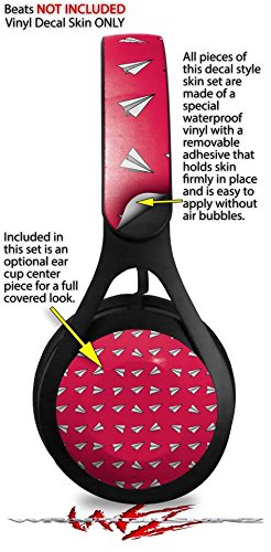 Beats EP Headphone Skin Decal Wrap - Paper Planes Raspberry Design | Protective Vinyl Sticker for Beats EP | Perfect for Personalization, Gifts & Travel Use