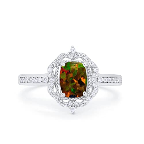 14K White Gold Lab Created Black Opal