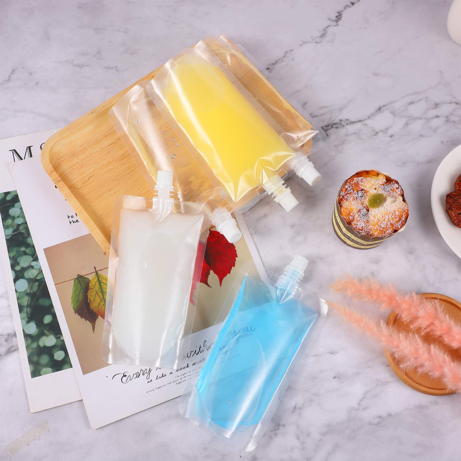Hemoton 30-Pack 250ML Clear Disposable Drink Pouches - Leak-Proof Beverage Bags for Milk Tea, Fruit Juice & Herbal Tea | Perfect for Parties, Picnics & Outdoor Events