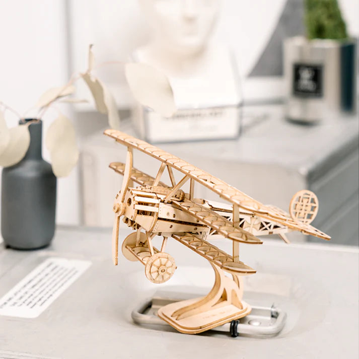 3D Wooden Airplane Puzzle for Adults & Kids - DIY Model Building Kit - Fun & Educational STEM Toy - Perfect for Home Decor, Gifts & Stress Relief