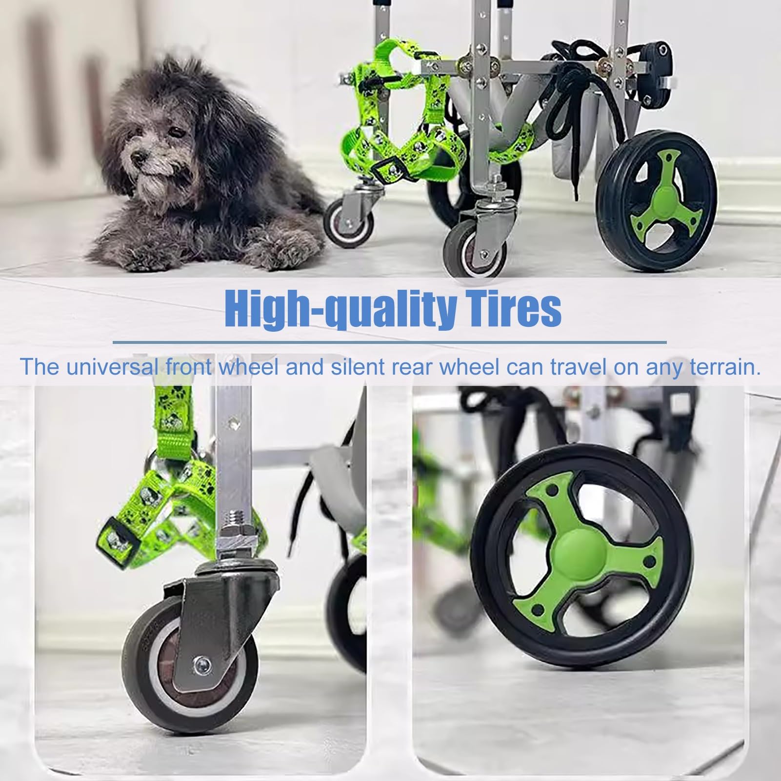 Dog Wheelchair for Back Legs - 4-Wheel Mobility Aid & Rehabilitation Support Cart for Disabled Dogs - Helps Pets Stand & Walk (Size XS) - Ideal for Post-Surgery Recovery & Daily Mobility Assistance