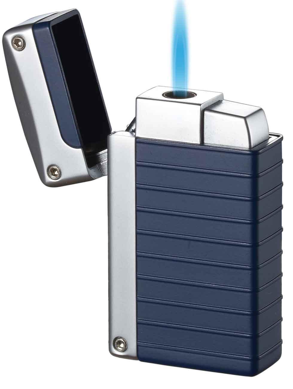 Visol Norfolk Blue Matte Single Torch Flame Lighter - Windproof Butane Lighter for Cigars, Candles & Outdoor Use (Camping, BBQ, Hiking)
