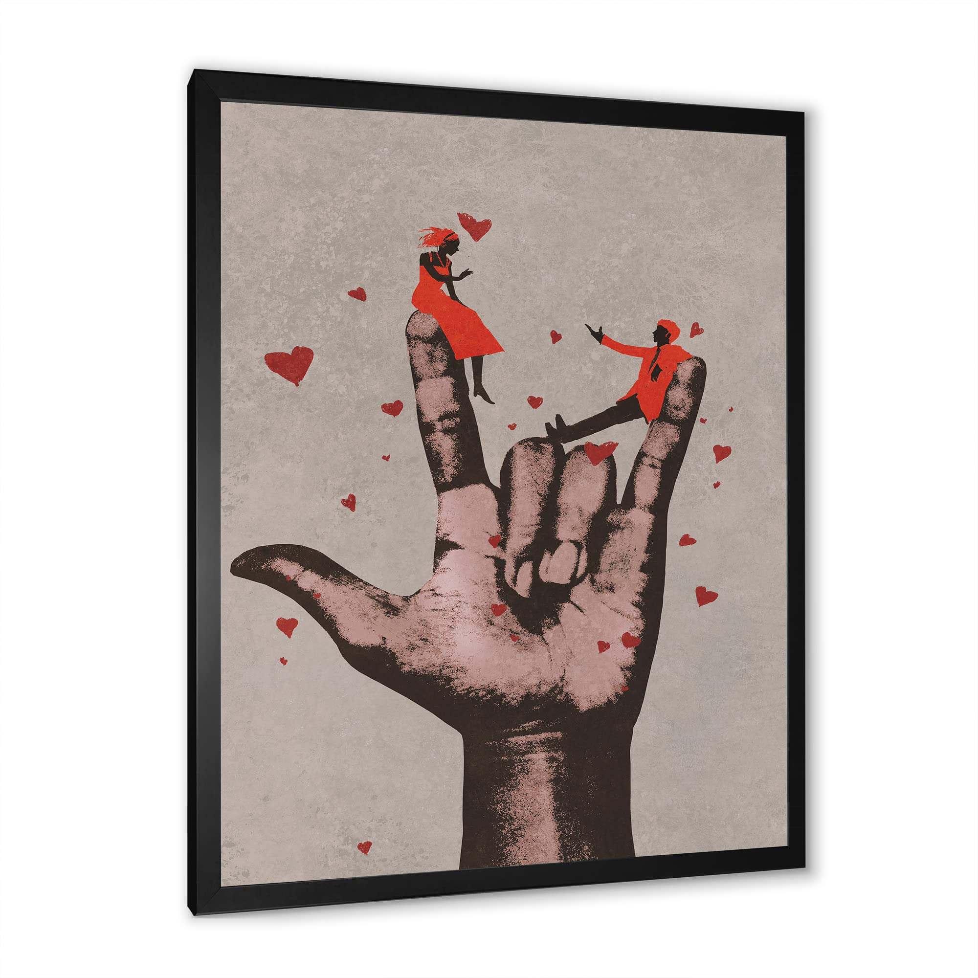 DesignQ 'I Love You' Sign with Romantic Couple - Modern Framed Wall Art for Living Room, Bedroom & Wedding Decor