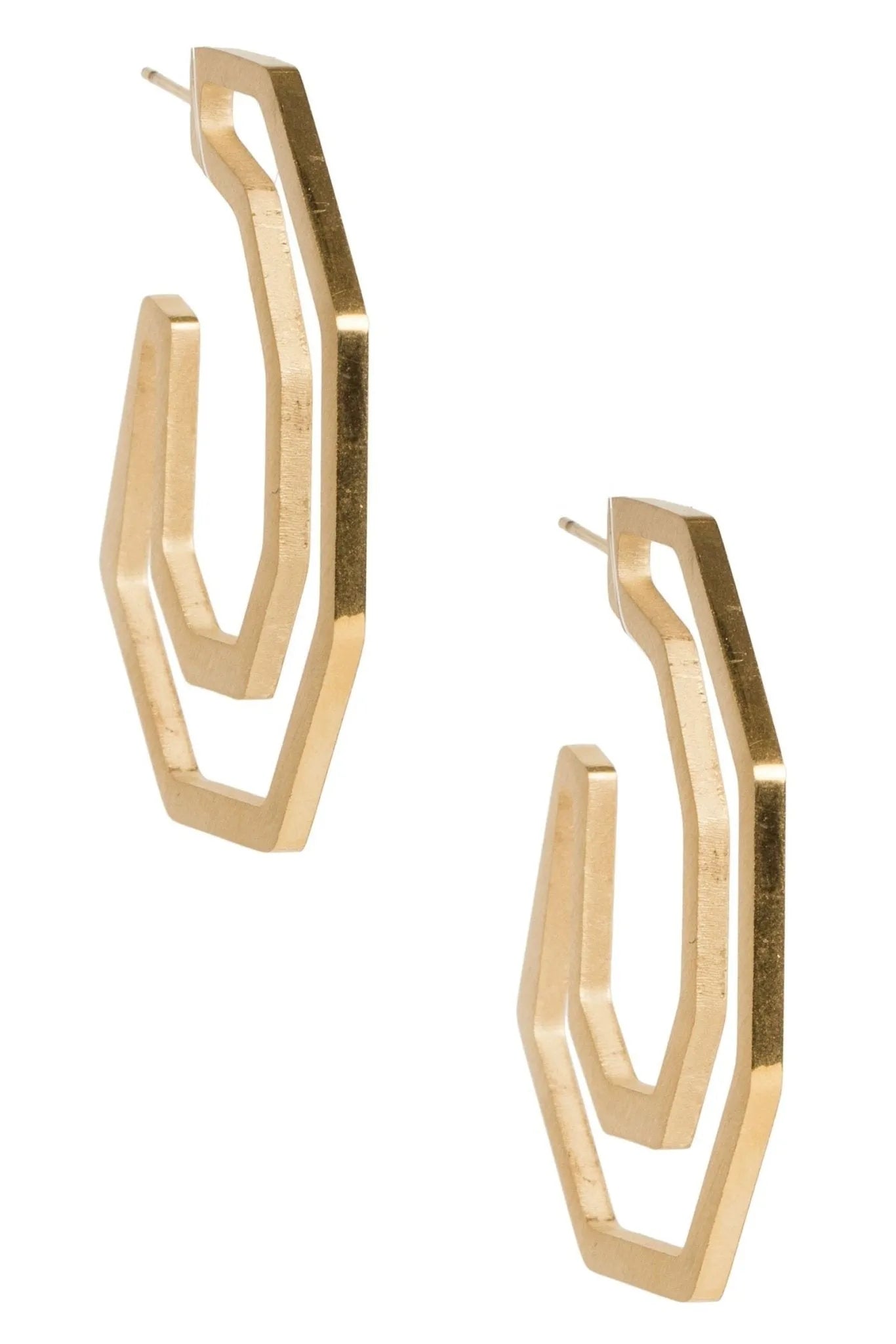 Angled Geometric Earrings for Women - Trendy Gold Hoop Earrings for Everyday Wear | Perfect for Office, Party & Casual Outfits