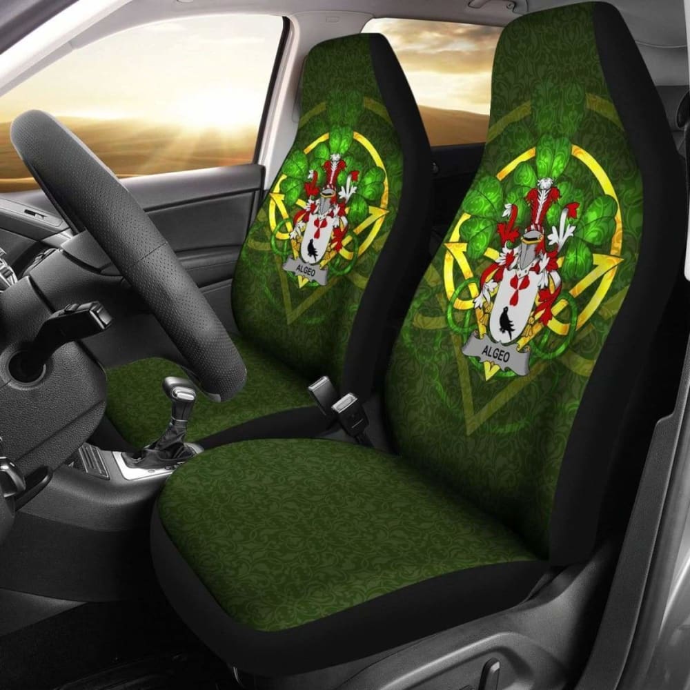 Algeo Ireland Car Seat Cover Set of 2 - Celtic Shamrock Design Waterproof Seat Protectors for Cars, SUVs & Trucks - Perfect for St. Patrick's Day & Irish-Themed Decor