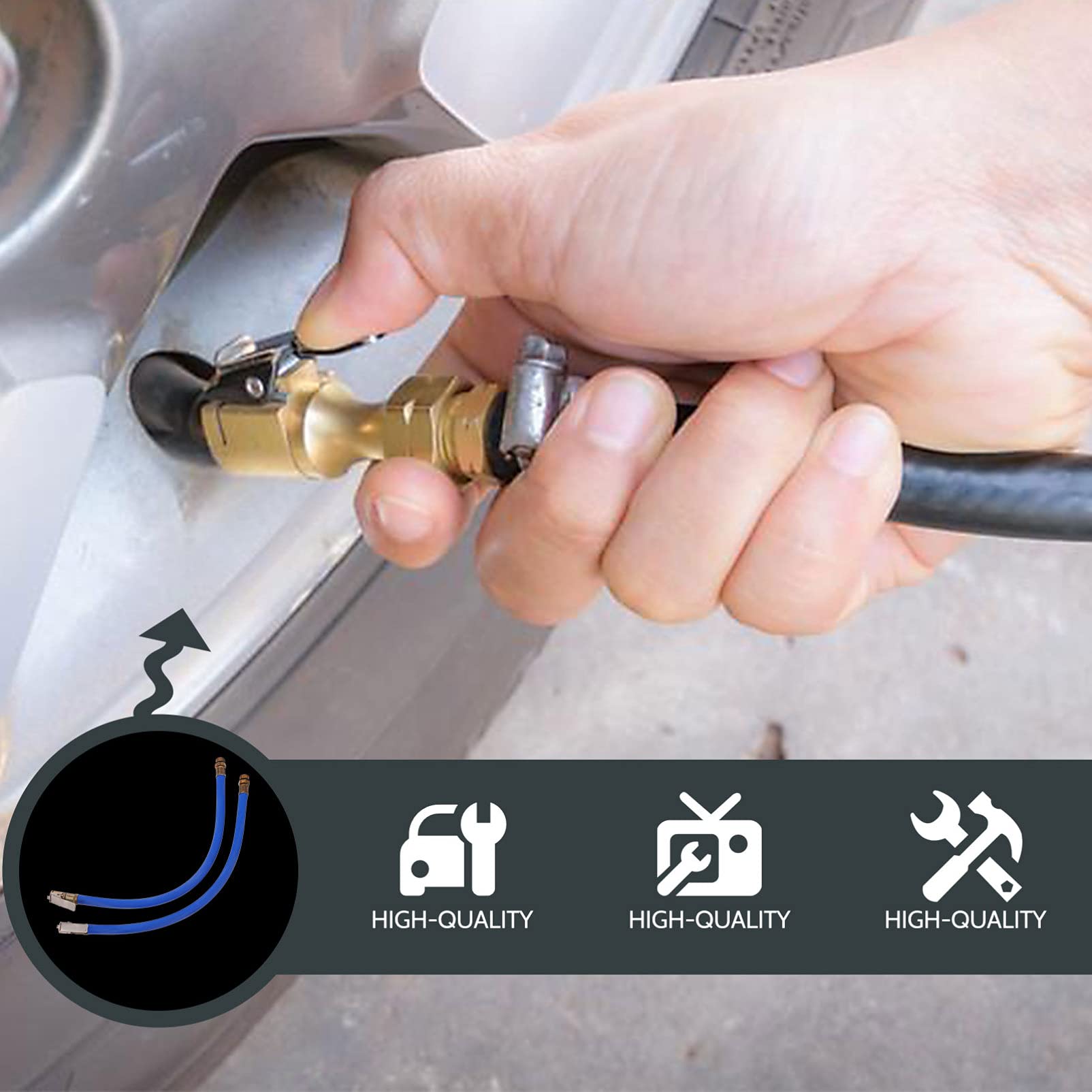 FAVOMOTO 2pcs Inflator Hose with Chuck - Tire Pump Accessories for Cars & Bikes