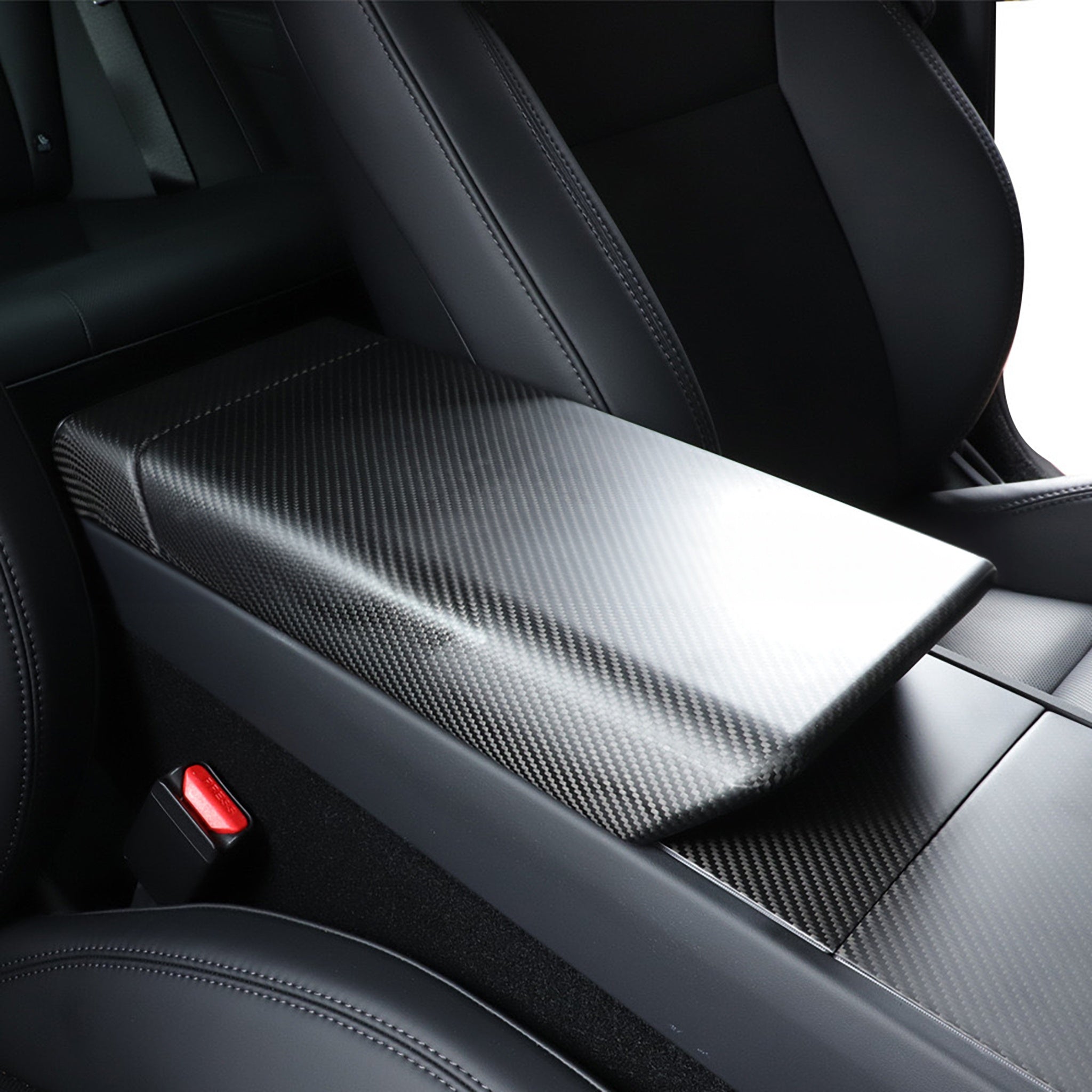 Premium Carbon Fiber Armrest Cover for 2025+ Tesla Model Y Juniper - Glossy & Matte Interior Upgrade | Easy Installation | Perfect for Daily Driving & Luxury Enhancement