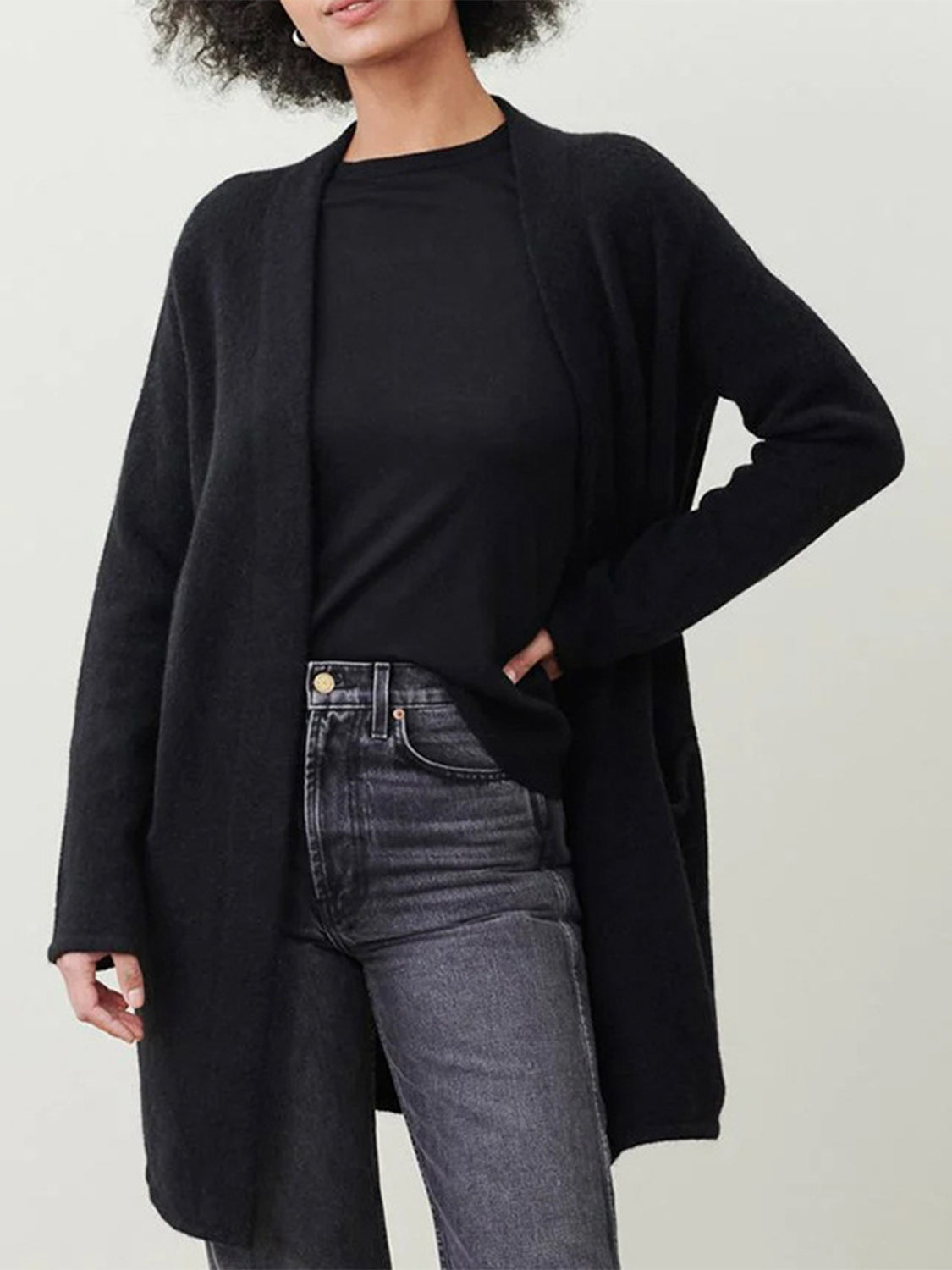 Stylish Open Front Long Sleeve Cardigan with Pockets - Cozy Fall & Winter Layering Essential for Women