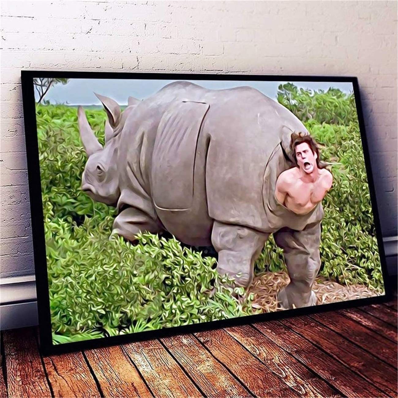 Rhino Wall Art Canvas Painting - Modern Bathroom & Living Room Decor Poster Print | Perfect for Home, Office & Gift Giving