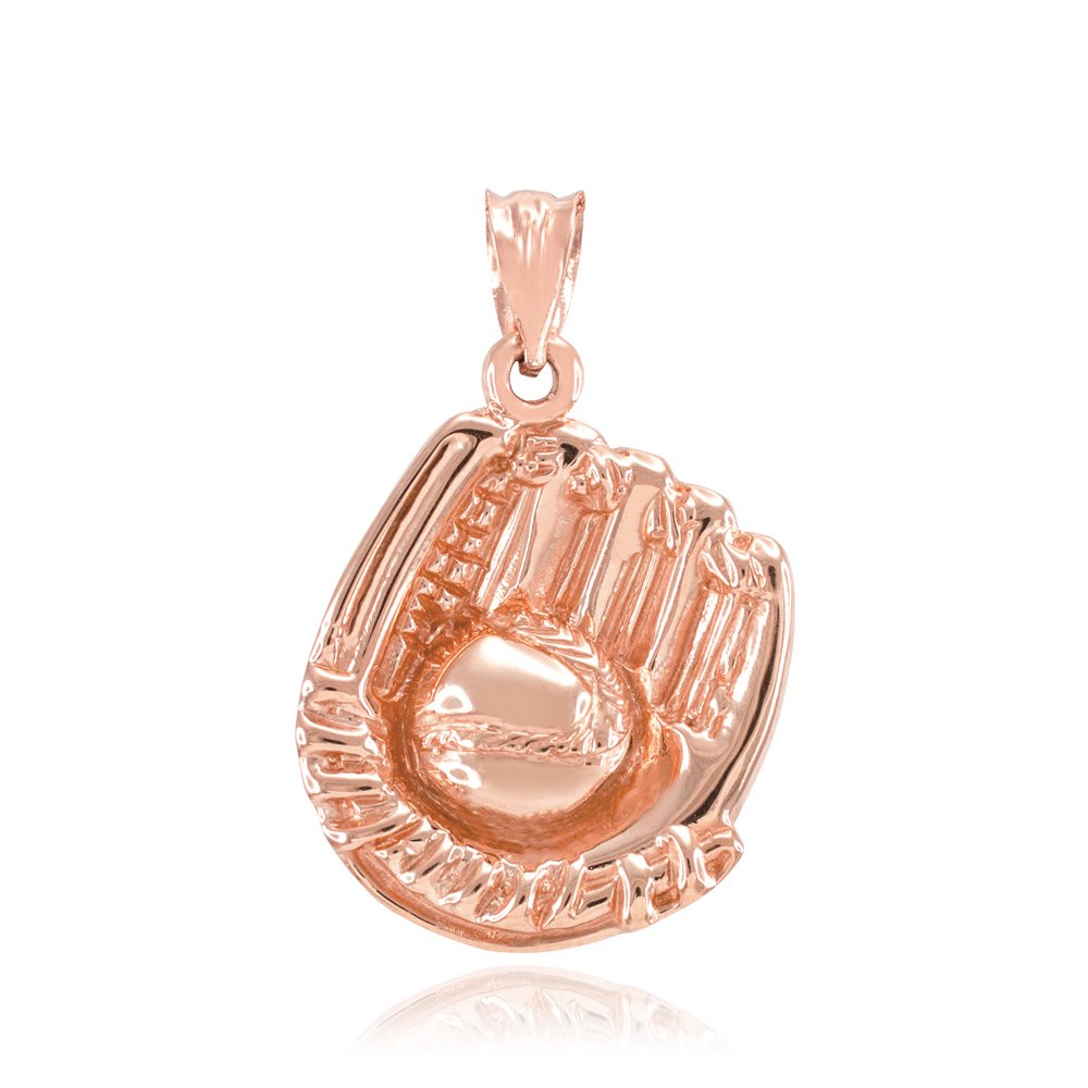 10K Rose Gold Baseball or Softball Glove & Ball Charm Pendant - Elegant Jewelry Gift for Players & Fans - Perfect for Necklaces, Bracelets & Sports Themed Outfits