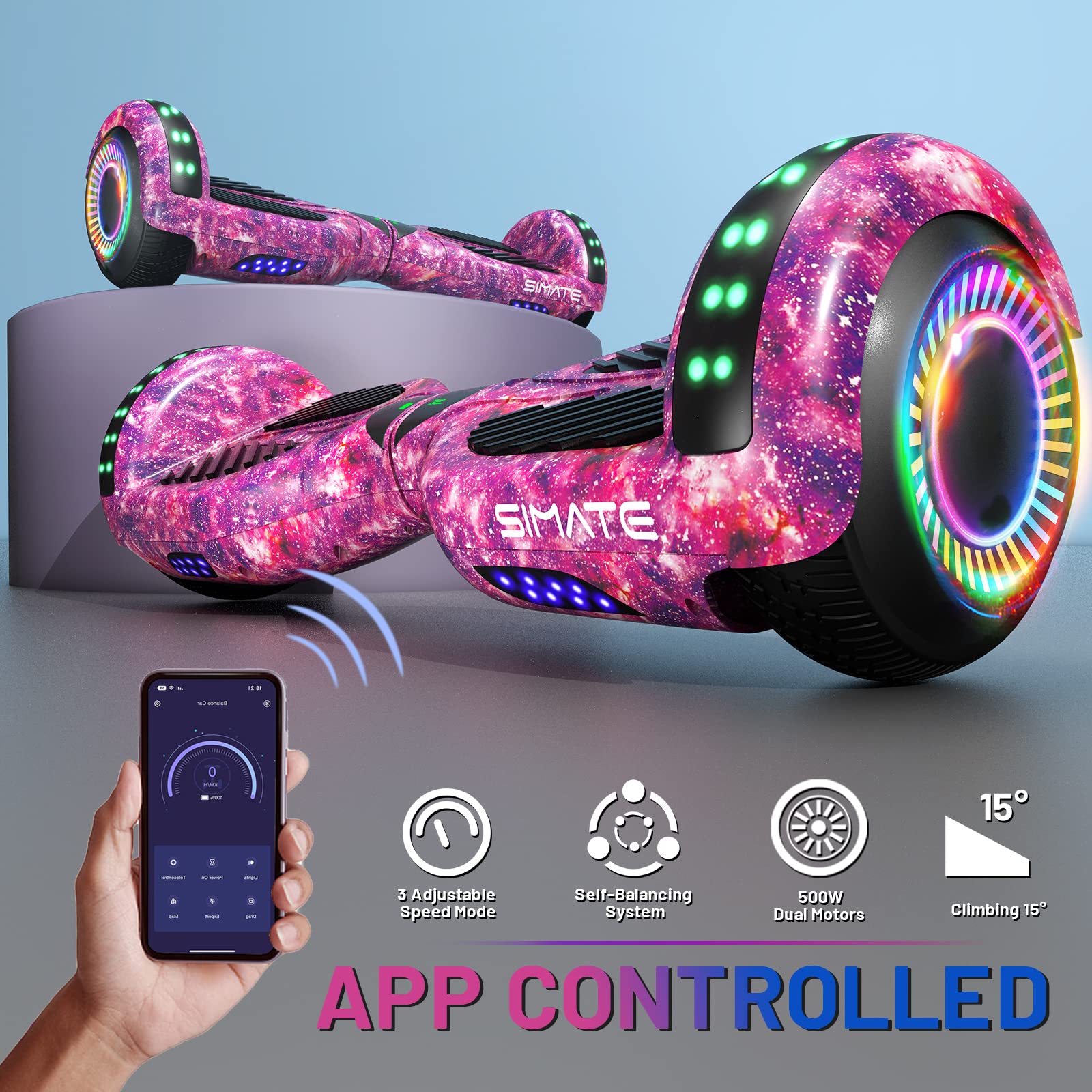Electric Scooter with Bluetooth Speaker & Colorful LED Lights - Perfect Gift for Kids, Teens, and Adults - Great for Commuting, Outdoor Fun & Birthday Presents