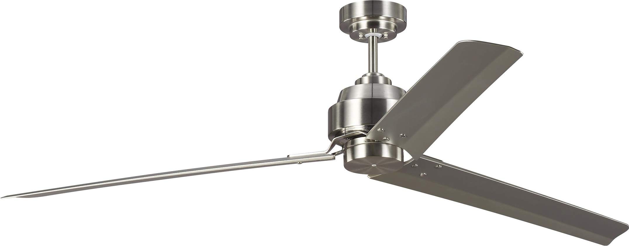 Monte Carlo 3ARR68BS 68 Inch Modern Arcade Ceiling Fan with Remote Control - 3 Silver Blades, Brushed Steel Finish - Perfect for Living Room, Bedroom, and Outdoor Patio