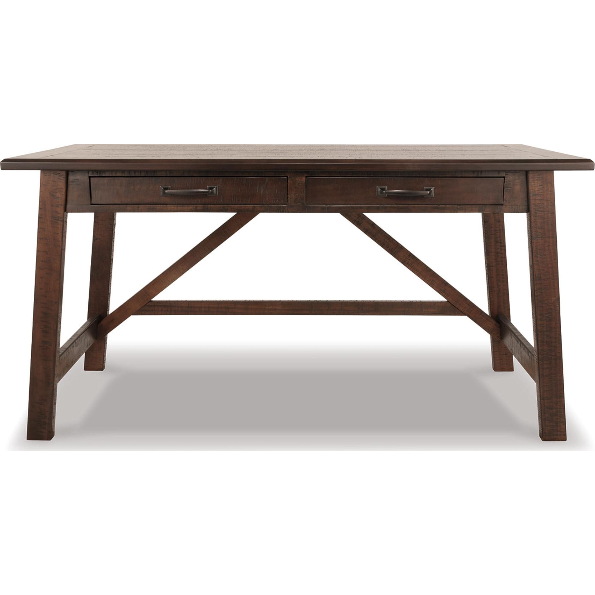 Baldridge Desk in Rustic Brown - Solid Wood Home Office Desk for Study & Work - Perfect for Home Office, Study Room & Workspace