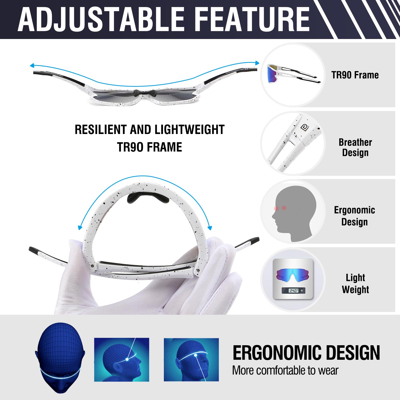 DUCO Sports Polarized Sunglasses for Men & Women - UV400 Protection Running Cycling Fishing Baseball Glasses - Lightweight Comfortable for Outdoor Sports & Driving (Model DC0023)