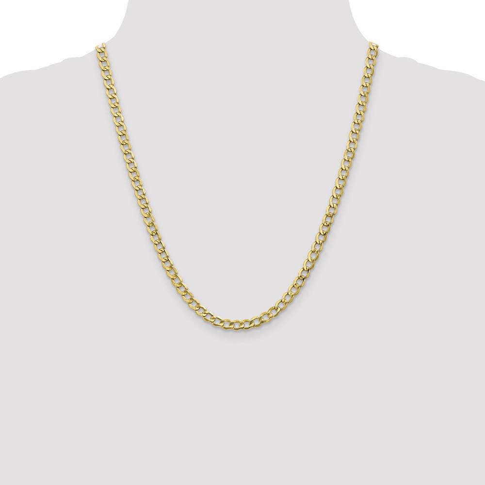 The Black Bow 5.25mm 10k Yellow Gold Hollow Curb Link Chain Necklace - Perfect for Layering, Gifting, and Everyday Elegance